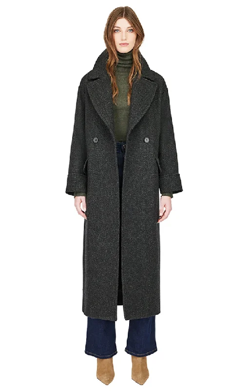 Soft Layers Sporty Looks EDEN HERRINGBONE OVERSIZE LONG WOOL COAT