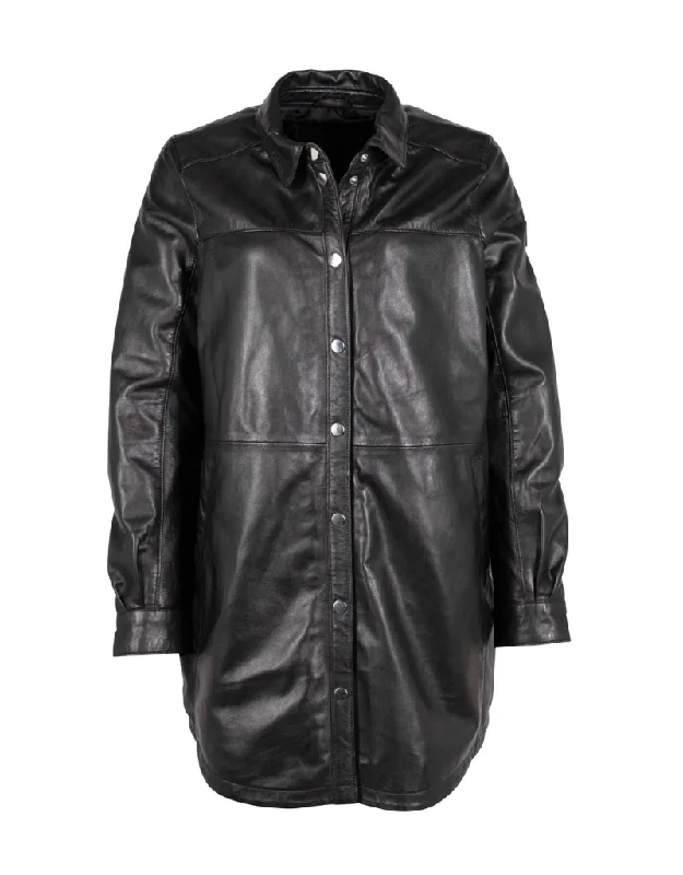 Monochrome Essentials Slim Fit Suits MAHI OVERSIZE LEATHER SHIRT JACKET