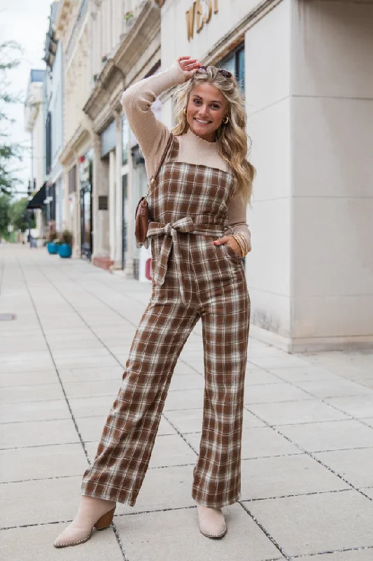 So Plaid You're Mine Multi Belted Jumpsuit