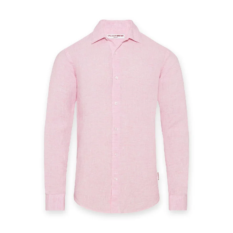 Orlebar Brown - Giles Linen TF Shirt in Pale Pink/White