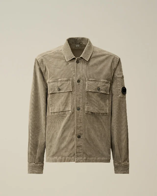 Corduroy Buttoned Utility Overshirt - Walnut