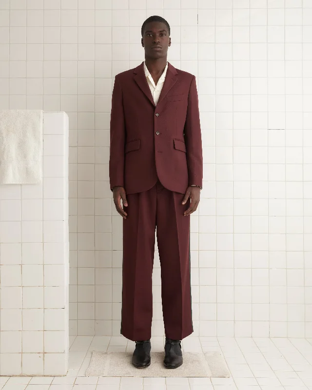 Riding Twill Suit Jacket - Burgundy