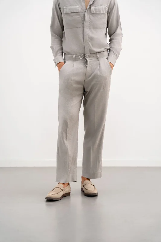 LINEN PLEATED TROUSERS