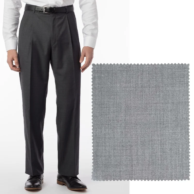 Super 120s Luxury Wool Serge Comfort-EZE Trouser in Light Grey (Manchester Pleated Model) by Ballin