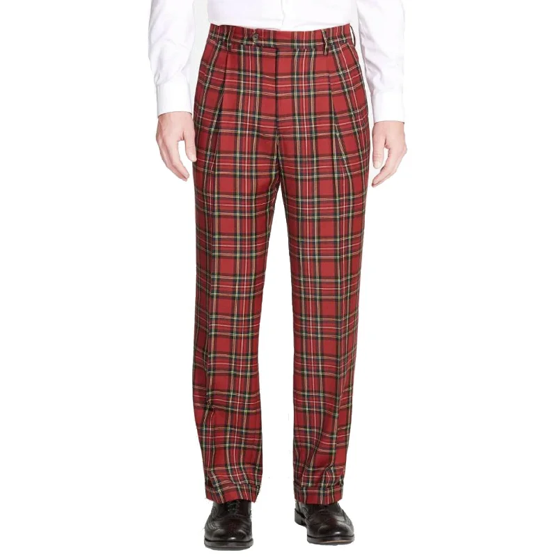 Worsted Wool Fancies Trouser in Royal Stewart Tartan (Milan Double Reverse Pleat) by Berle