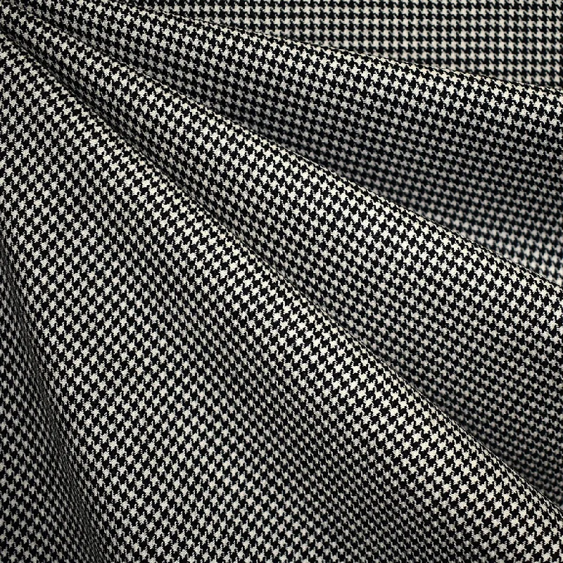 Clean Fashion Classic Houndstooth Wool Suiting Black/Vanilla