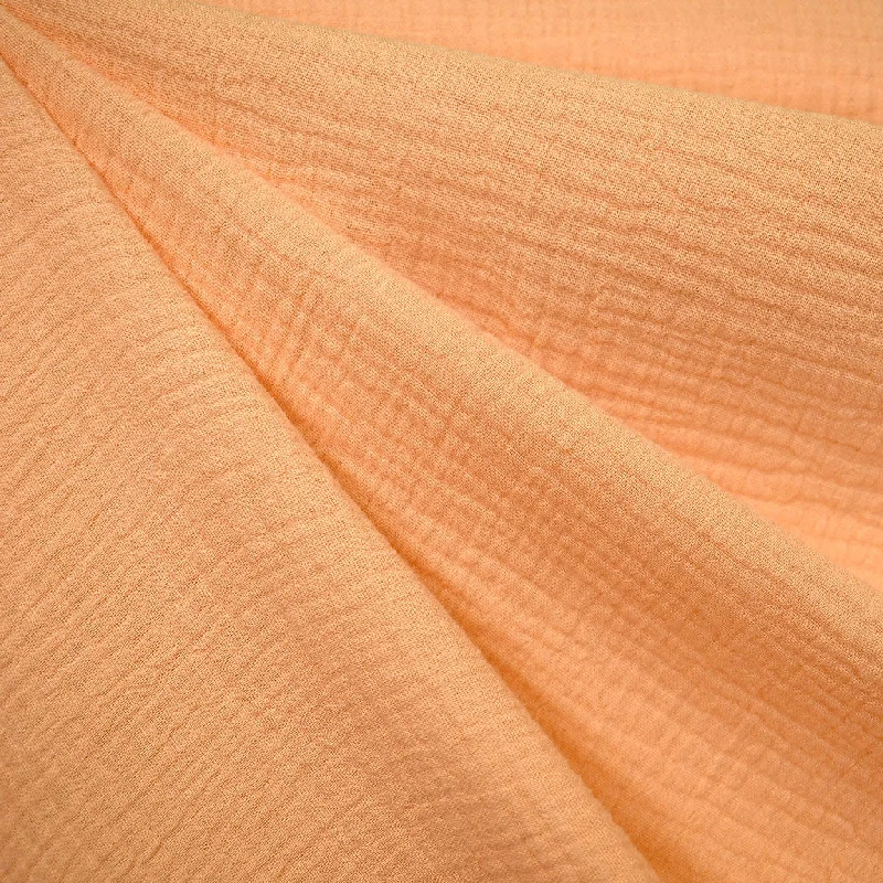 Preppy Minimalism Cotton Double Gauze Solid Peach