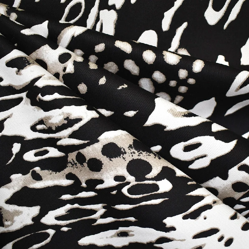 Minimalist Prints Designer Abstract Animal Print Stretch Cotton Twill Black