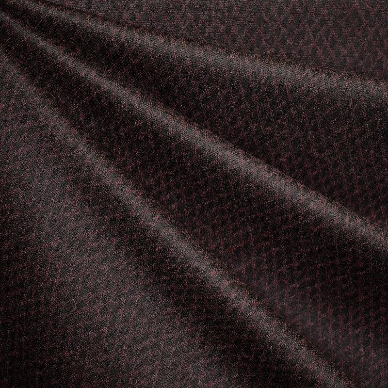 Bold Casual Diamond Jacquard Wool Flannel Suiting Black/Burgundy