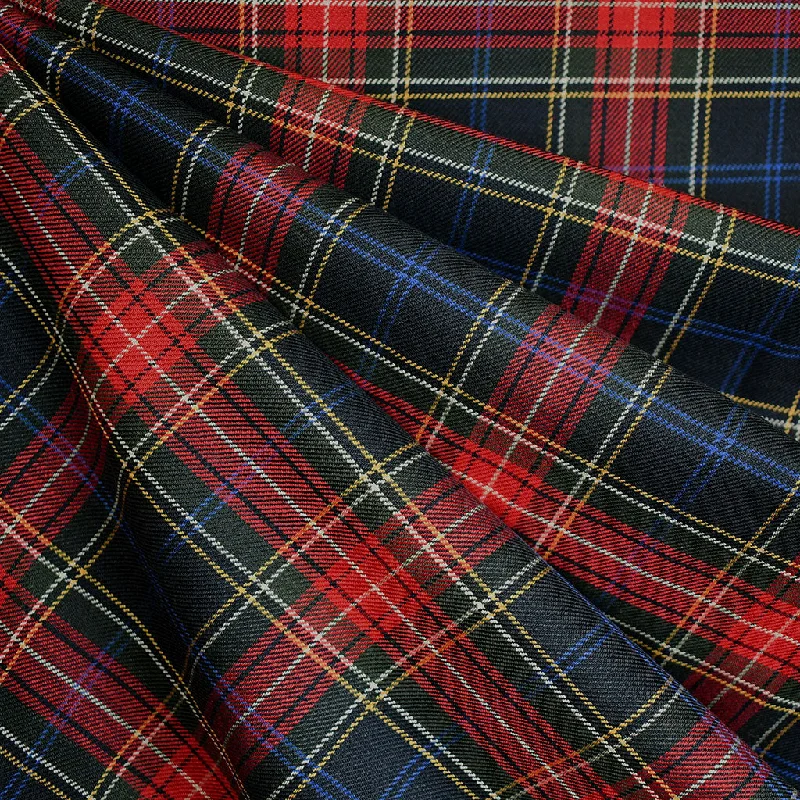 Soft Neutrals Festive Tartan Plaid Wool Gabardine Suiting Red/Black