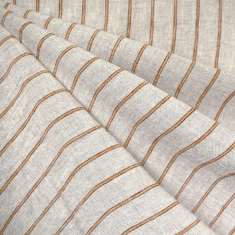 Layered Utility Harvest Stripe Washed Linen Shirting Natural/Cinnamon