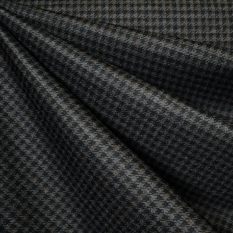 Soft Utility Houndstooth Check Printed Ponte Knit Black/Taupe