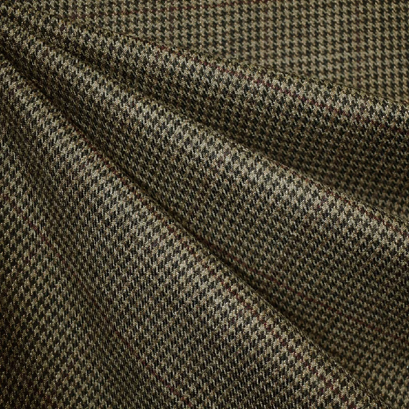 Simplistic Layers Houndstooth Plaid Wool Flannel Suiting Latte/Black