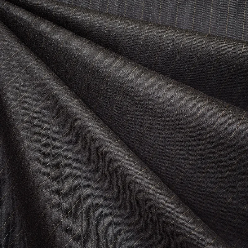 Polished Minimalism Pinstripe Superfine Wool Suiting Charcoal