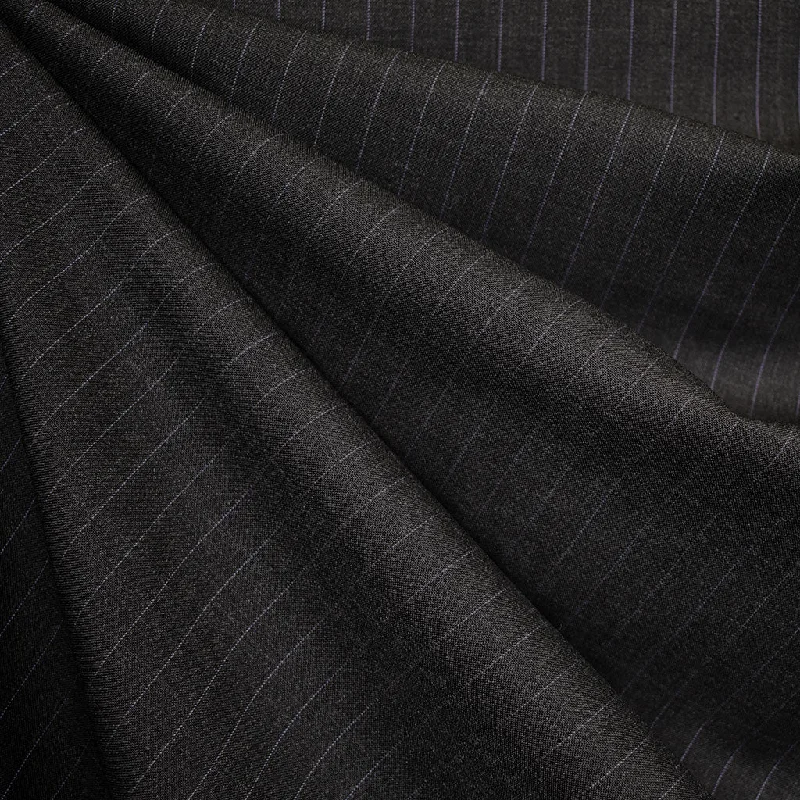 Structured Casual Pinstripe Superfine Wool Suiting Graphite